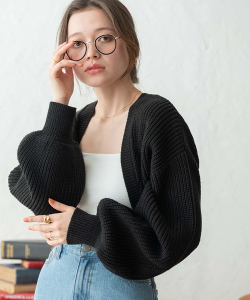 WEGO（ウィゴー）の「WEGO/畔編みニットボレロ（カーディガン/ボレロ・レディース・グレー/ピンク/ブラック系その他5/ブラック/オレンジ/グリーン/オフホワイト/ブルー/パープル・FREE）」の18枚目の写真