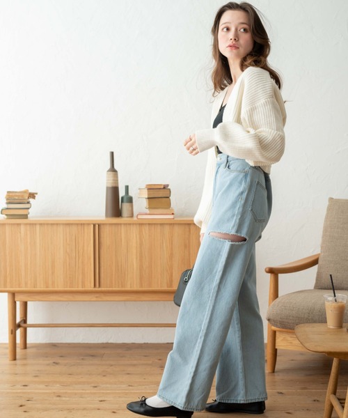 WEGO（ウィゴー）の「WEGO/畔編みニットボレロ（カーディガン/ボレロ・レディース・グレー/ピンク/ブラック系その他5/ブラック/オレンジ/グリーン/オフホワイト/ブルー/パープル・FREE）」の14枚目の写真