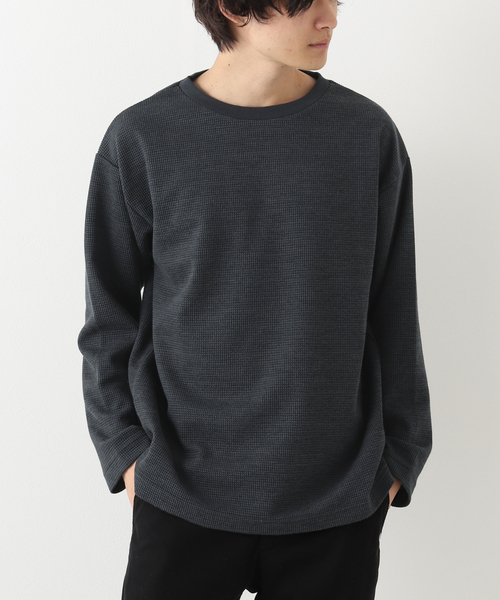 JOURNAL STANDARD relume（ジャーナルスタンダード　レリューム）の「BACK BRUSH ワッフルロングスリーブTシャツ（Tシャツ/カットソー・メンズ・グレー/ブラウン系その他/ホワイト/ベージュ・MEDIUM/LARGE）」の2枚目の写真