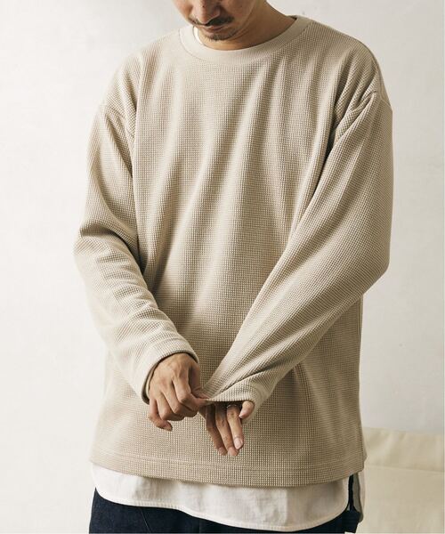 JOURNAL STANDARD relume（ジャーナルスタンダード　レリューム）の「BACK BRUSH ワッフルロングスリーブTシャツ（Tシャツ/カットソー・メンズ・グレー/ブラウン系その他/ホワイト/ベージュ・MEDIUM/LARGE）」の9枚目の写真