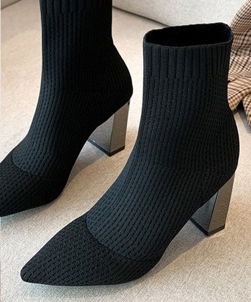 Jasmine Grandiflorum（ジャスミングランディフローラム）の「【Jasmine】メッシュ風ショートソックスブーツ（ブーツ・レディース・グレー/ピンク系その他/ブラック系その他/ブラック・22.5cm/23.5cm/24.5cm/25.5cm/23.0cm/24.0cm/25.0cm/22.0cm）」の18枚目の写真