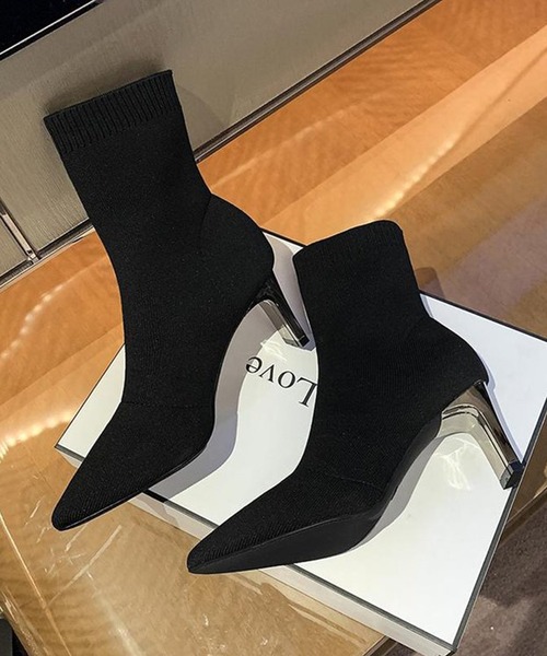 Jasmine Grandiflorum（ジャスミングランディフローラム）の「【Jasmine】メッシュ風ショートソックスブーツ（ブーツ・レディース・グレー/ピンク系その他/ブラック系その他/ブラック・22.5cm/23.5cm/24.5cm/25.5cm/23.0cm/24.0cm/25.0cm/22.0cm）」の21枚目の写真