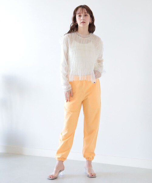 Champion（チャンピオン）の「Champion × Ray BEAMS / 別注 リバースウィーブ(R) ロング パンツ（スウェットパンツ・レディース・ブラック/ナチュラル/オレンジ・S/M）」の20枚目の写真