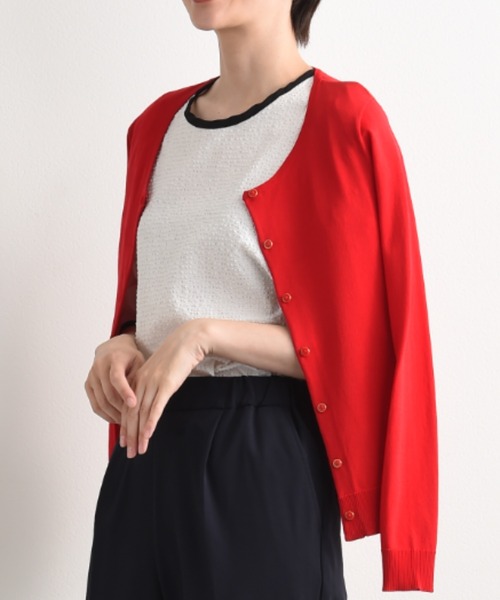 INTERPLANET（インタープラネット）の「【接触冷感・ＵＶ】クルーカーディガン（カーディガン/ボレロ・レディース・オフホワイト/グレー/ブラック/グリーン/レッド/ブルー/ホワイト系その他・FREE）」の7枚目の写真