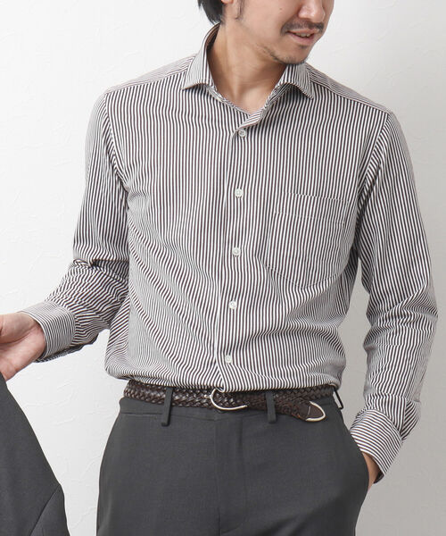 NOLLEY'S goodman（ノーリーズグッドマン）の「HGカノコ カッタウェイ ストレッチ ドレスシャツ（ビジネスシャツ・メンズ・ブルー/ブラウン/ホワイト/サックスブルー/ブルー系その他7/ブラック系その他/ブラック系その他4/ブルー系その他3/ブルー系その他2・L/M/XL/S）」の4枚目の写真