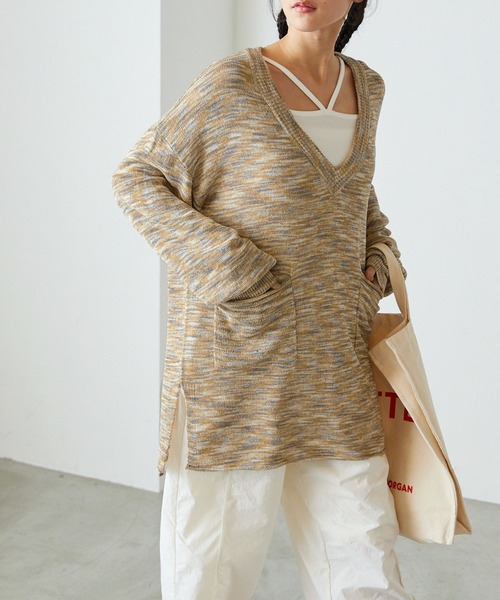 forksy.(フォルクシー)の「【forksy.】Vネックメランジニットプルオーバー(ニット/セーター・レディース・サンドベージュ/オレンジ/ライトブルー・FREE)」の9枚目の写真