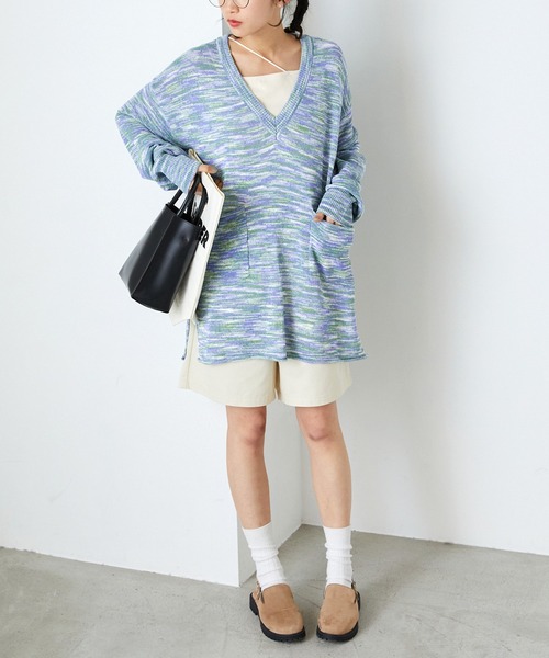 forksy.(フォルクシー)の「【forksy.】Vネックメランジニットプルオーバー(ニット/セーター・レディース・サンドベージュ/オレンジ/ライトブルー・FREE)」の17枚目の写真