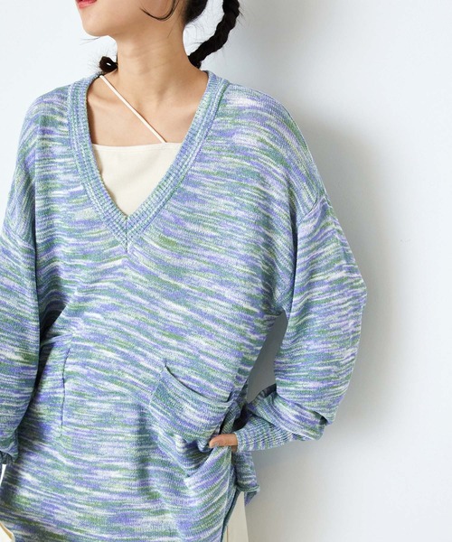 forksy.(フォルクシー)の「【forksy.】Vネックメランジニットプルオーバー(ニット/セーター・レディース・サンドベージュ/オレンジ/ライトブルー・FREE)」の5枚目の写真