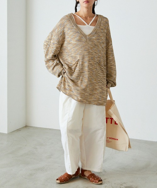 forksy.(フォルクシー)の「【forksy.】Vネックメランジニットプルオーバー(ニット/セーター・レディース・サンドベージュ/オレンジ/ライトブルー・FREE)」の4枚目の写真