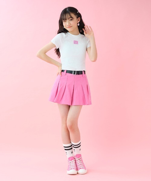 by LOVEiT(バイラビット)の「ベルトつきローライズミニスカ(スカート・キッズ・ベージュ/グリーン/チェリーピンク・130cm/150cm/140cm/120cm/160cm)」の3枚目の写真