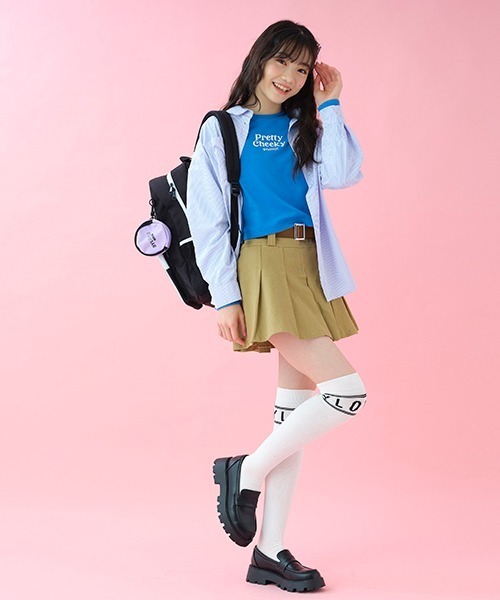 by LOVEiT(バイラビット)の「ベルトつきローライズミニスカ(スカート・キッズ・ベージュ/グリーン/チェリーピンク・130cm/150cm/140cm/120cm/160cm)」の4枚目の写真