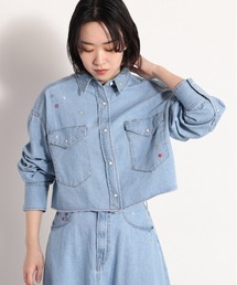 cepo | フラワー刺繍デニムショートシャツ　※セットアップ可能(シャツ/ブラウス)