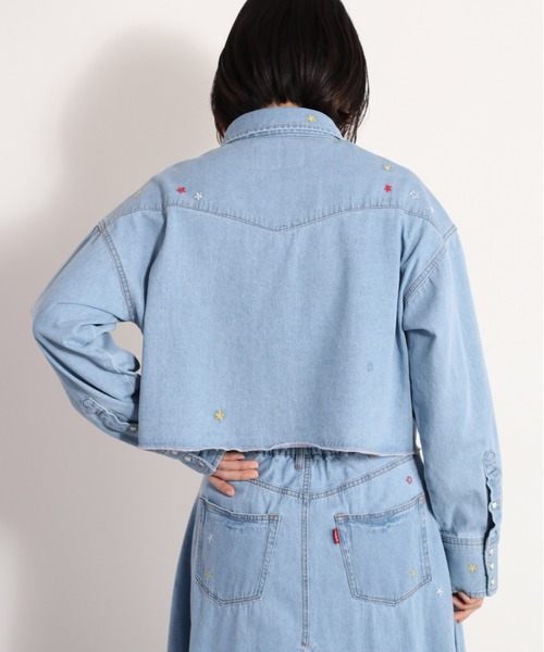 cepo(セポ)の「フラワー刺繍デニムショートシャツ ※セットアップ可能(シャツ/ブラウス・レディース・ブルー系3・M)」の21枚目の写真