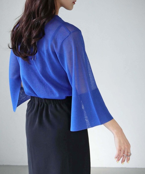 cheriella（シェリエラ）の「【cheriella】袖スリットシアーニットトップス SLEEVE SLIT SHEER KNIT TOPS（ニット/セーター・レディース・ブラック/ブルー/オフホワイト/グリーン/オレンジ・M）」の5枚目の写真