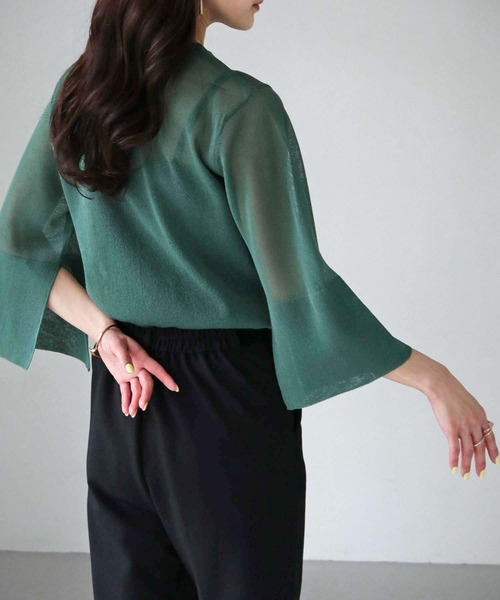 cheriella（シェリエラ）の「【cheriella】袖スリットシアーニットトップス SLEEVE SLIT SHEER KNIT TOPS（ニット/セーター・レディース・ブラック/ブルー/オフホワイト/グリーン/オレンジ・M）」の19枚目の写真