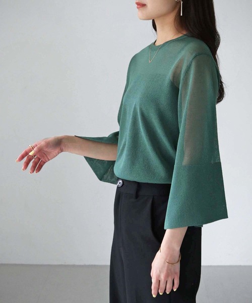 cheriella（シェリエラ）の「【cheriella】袖スリットシアーニットトップス SLEEVE SLIT SHEER KNIT TOPS（ニット/セーター・レディース・ブラック/ブルー/オフホワイト/グリーン/オレンジ・M）」の17枚目の写真