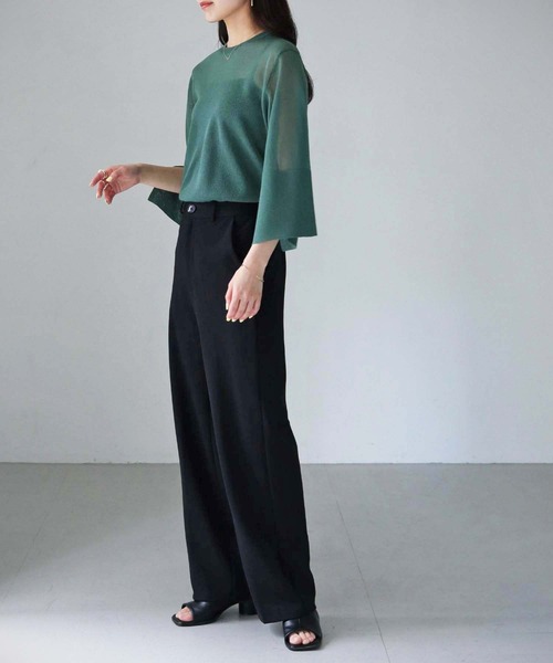 cheriella（シェリエラ）の「【cheriella】袖スリットシアーニットトップス SLEEVE SLIT SHEER KNIT TOPS（ニット/セーター・レディース・ブラック/ブルー/オフホワイト/グリーン/オレンジ・M）」の22枚目の写真