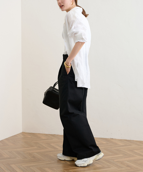 6」 チノパンツ 38 ブラック レディース 2024SS新作 6 roku コットン