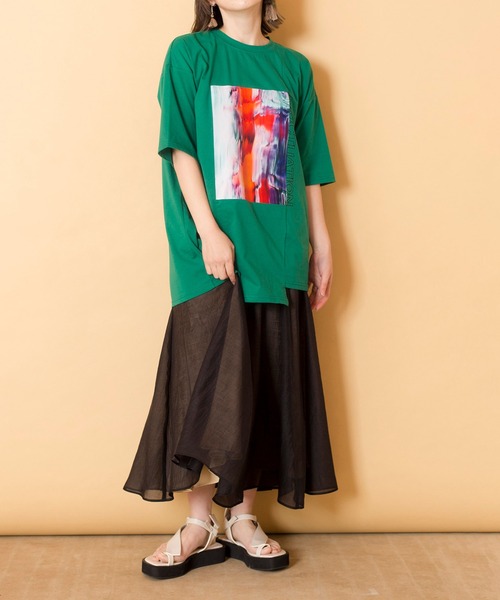 「OSMOSIS」 半袖Tシャツ ONE SIZE ブラック レディース OSMOSIS 「OSMOSIS」 半袖カットソー ONE SIZE ブラック