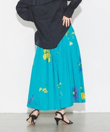 綿100% 花柄 タイプライター タックスカート