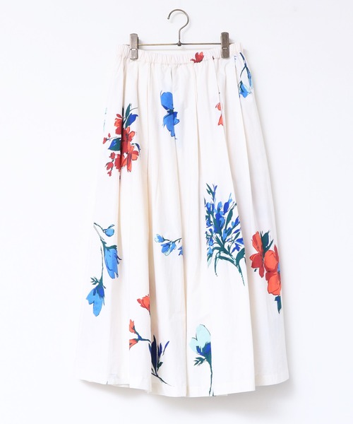 lil nina（リルニーナ）の「綿100% 花柄 タイプライター タックスカート（スカート・レディース・ターコイズブルー/オフホワイト/ブラック・FREE）」の15枚目の写真