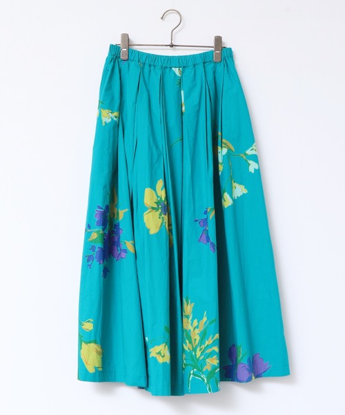 lil nina（リルニーナ）の「綿100% 花柄 タイプライター タックスカート（スカート・レディース・ターコイズブルー/オフホワイト/ブラック・FREE）」の17枚目の写真