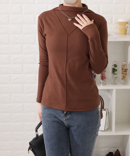 Lace Ladies(レースレディース)の「ボトルネックプルオーバー(Tシャツ/カットソー・レディース・アイボリー/ブラック/ブルー/ピンク/ブラウン・M/XL)」の1枚目の写真