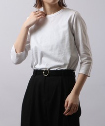 PAGE ONE コットンコーマ糸7分袖Tシャツ