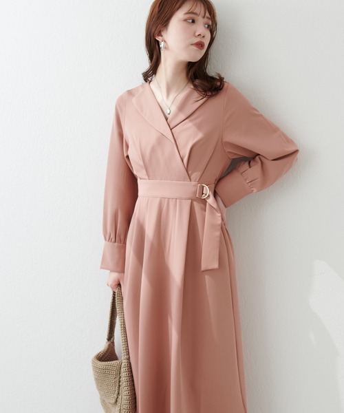 natural couture（ナチュラルクチュール）の「オープンネックレディワンピース（ワンピース・レディース・グレイッシュベージュ/オレンジ/カーキ/ブラック・FREE）」の4枚目の写真