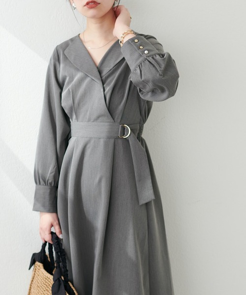 natural couture（ナチュラルクチュール）の「オープンネックレディワンピース（ワンピース・レディース・グレイッシュベージュ/オレンジ/カーキ/ブラック・FREE）」の8枚目の写真