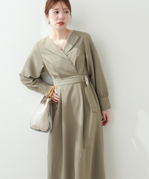 natural couture（ナチュラルクチュール）の「オープンネックレディワンピース（ワンピース・レディース・グレイッシュベージュ/オレンジ/カーキ/ブラック・FREE）」の18枚目の写真