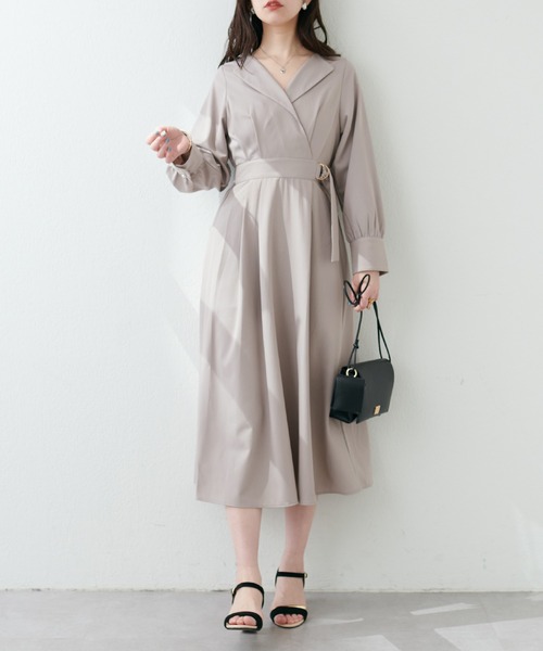 natural couture（ナチュラルクチュール）の「オープンネックレディワンピース（ワンピース・レディース・グレイッシュベージュ/オレンジ/カーキ/ブラック・FREE）」の10枚目の写真