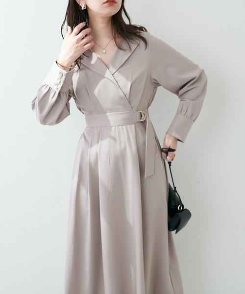 natural couture（ナチュラルクチュール）の「オープンネックレディワンピース（ワンピース・レディース・グレイッシュベージュ/オレンジ/カーキ/ブラック・FREE）」の12枚目の写真