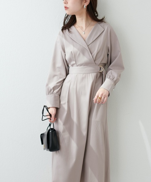 natural couture（ナチュラルクチュール）の「オープンネックレディワンピース（ワンピース・レディース・グレイッシュベージュ/オレンジ/カーキ/ブラック・FREE）」の13枚目の写真