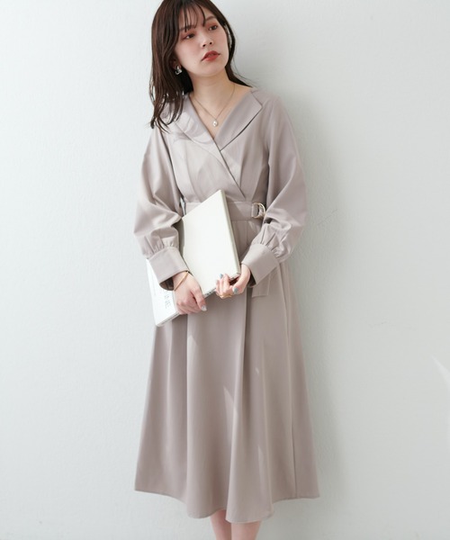 natural couture（ナチュラルクチュール）の「オープンネックレディワンピース（ワンピース・レディース・グレイッシュベージュ/オレンジ/カーキ/ブラック・FREE）」の14枚目の写真