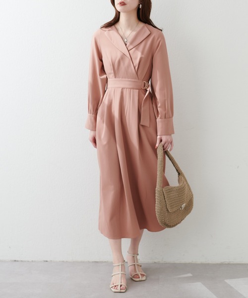 natural couture（ナチュラルクチュール）の「オープンネックレディワンピース（ワンピース・レディース・グレイッシュベージュ/オレンジ/カーキ/ブラック・FREE）」の20枚目の写真