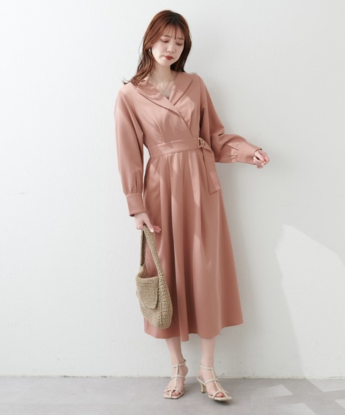 natural couture（ナチュラルクチュール）の「オープンネックレディワンピース（ワンピース・レディース・グレイッシュベージュ/オレンジ/カーキ/ブラック・FREE）」の22枚目の写真