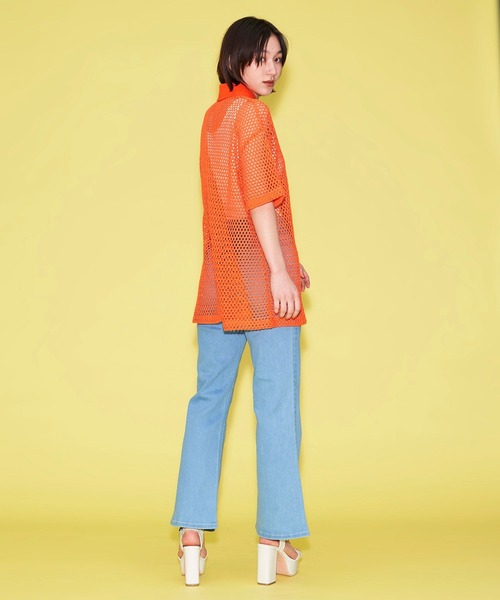 FOREVER 21(フォーエバー トゥエンティーワン)の「【MODE】メッシュポロニットシャツ(ニット/セーター・レディース・オレンジ/ホワイト/ブラック・FREE)」の15枚目の写真