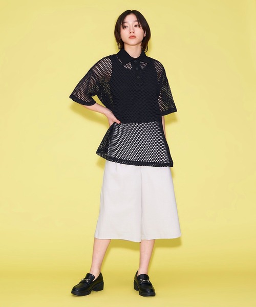 FOREVER 21(フォーエバー トゥエンティーワン)の「【MODE】メッシュポロニットシャツ(ニット/セーター・レディース・オレンジ/ホワイト/ブラック・FREE)」の14枚目の写真