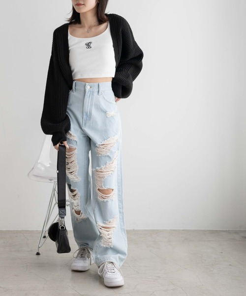 WEGO（ウィゴー）の「WEGO/ロゴ刺繍カップインショートキャミ（キャミソール・レディース・ブラック/ホワイト・FREE）」の3枚目の写真