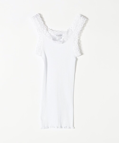 BASIC COTTON(ベーシックコットン)の「BASIC COTTON: レース リブ キャミソール(キャミソール・レディース・ホワイト/ブラック/ベージュ・ONE SIZE)」の1枚目の写真