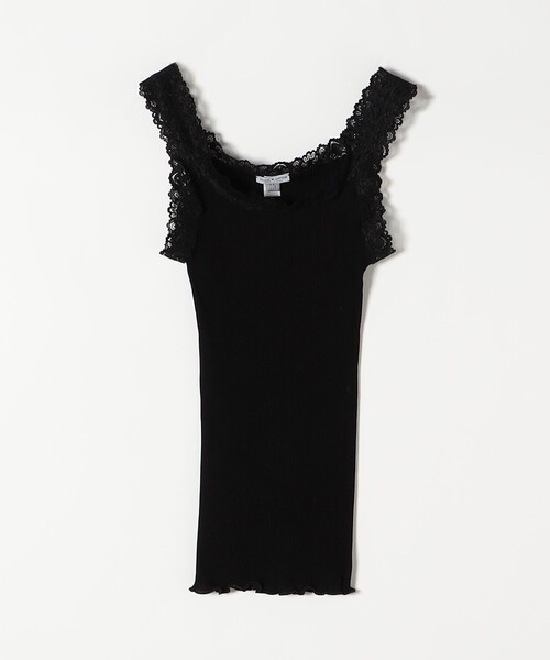 BASIC COTTON(ベーシックコットン)の「BASIC COTTON: レース リブ キャミソール(キャミソール・レディース・ホワイト/ブラック/ベージュ・ONE SIZE)」の2枚目の写真