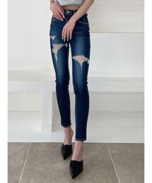 GYDA | H/Wバックポケットダメージスキニーデニムパンツ(デニムパンツ)