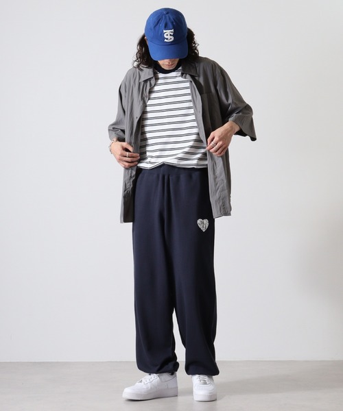 MODISH GAZE(モディシュガゼ)の「MODISH GAZE 発泡プリント 裏毛スウェットパンツ ハートロゴ(スウェットパンツ・メンズ・ブラック/オートミール/杢グレー/グリーン/ネイビー/グレー・L/M)」の10枚目の写真