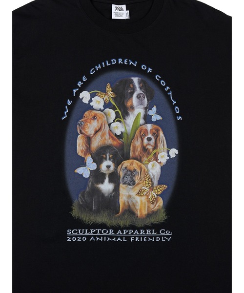 ✨SCULPTOR✨Tシャツ スカルプター グレー 杢柄 犬プリント アニマル スカルプター】SCULPTOR（L）Tシャツ/グレー/犬プリント