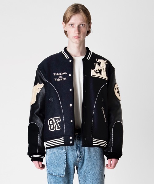 FORSOMEONE(フォーサムワン)の「FORSOMEONE F-CLUB JACKET(スタジャン・メンズ・ブラック・50/48)」の12枚目の写真