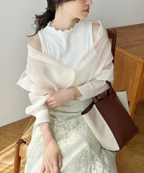 one after another NICE CLAUP（ワンアフターアナザーナイスクラップ）の「レース×チュールマーメイドスカート（スカート・レディース・オフホワイト/ミント/ホワイト系その他/ネイビー・FREE）」の13枚目の写真