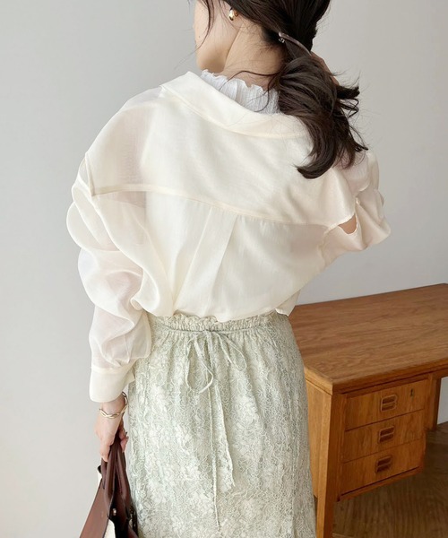 one after another NICE CLAUP（ワンアフターアナザーナイスクラップ）の「レース×チュールマーメイドスカート（スカート・レディース・オフホワイト/ミント/ホワイト系その他/ネイビー・FREE）」の16枚目の写真