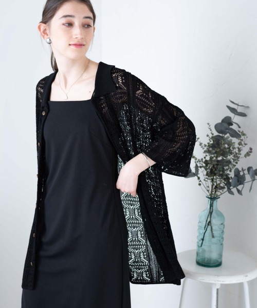 WEGO（ウィゴー）の「WEGO/メッシュニットBIGシャツ（シャツ/ブラウス・メンズ・グリーン/サックスブルー/マスタード/ブラック/オフホワイト/ベージュ/ダークオレンジ/ターコイズブルー/その他2/その他1・MEDIUM/LARGE）」の2枚目の写真