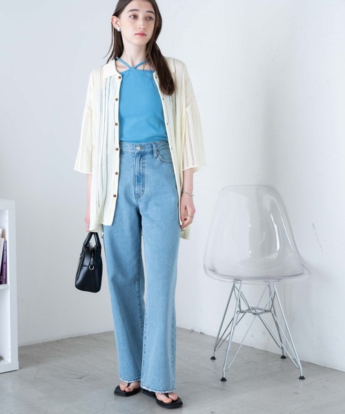 WEGO（ウィゴー）の「WEGO/メッシュニットBIGシャツ（シャツ/ブラウス・メンズ・グリーン/サックスブルー/マスタード/ブラック/オフホワイト/ベージュ/ダークオレンジ/ターコイズブルー/その他2/その他1・MEDIUM/LARGE）」の15枚目の写真